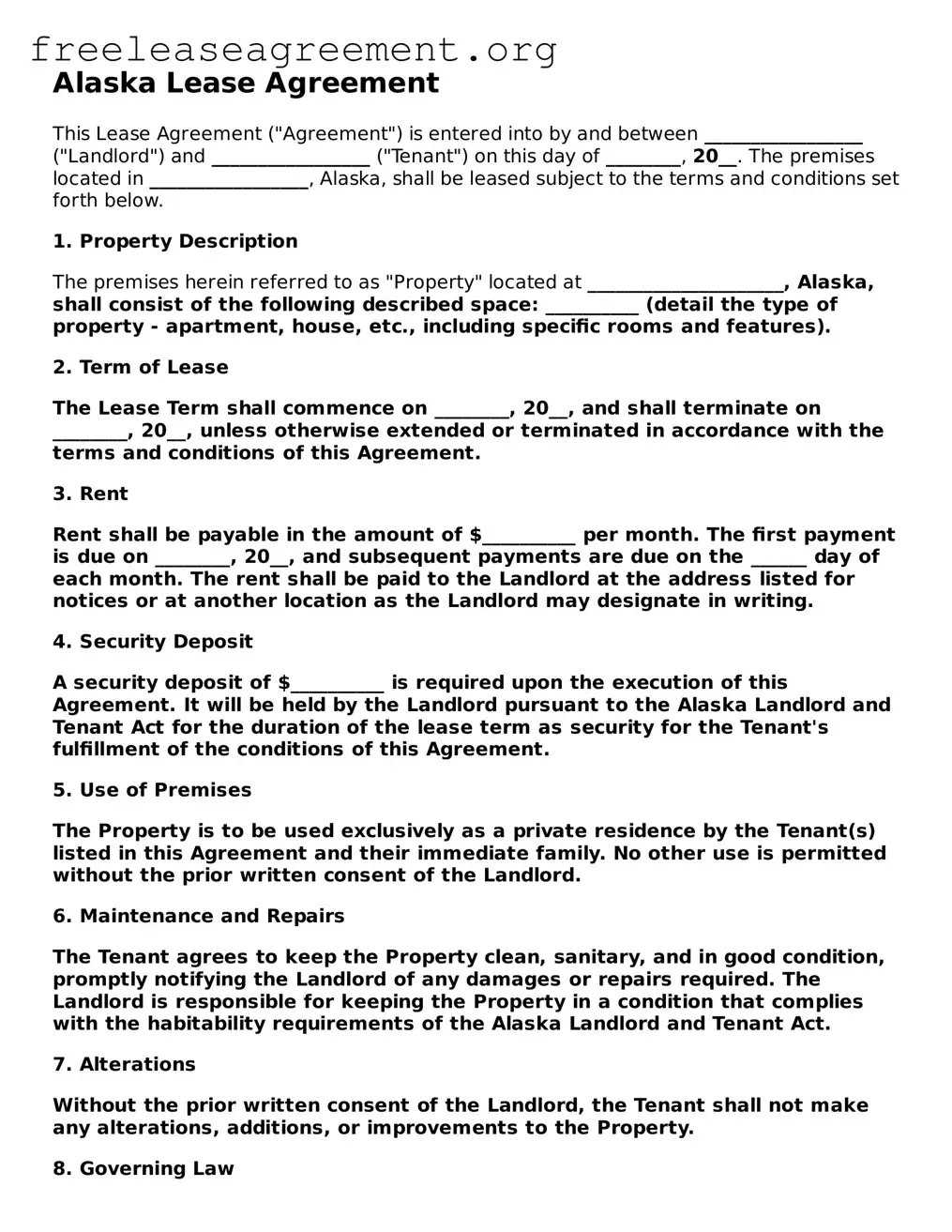 Official Lease Agreement Document for Alaska State