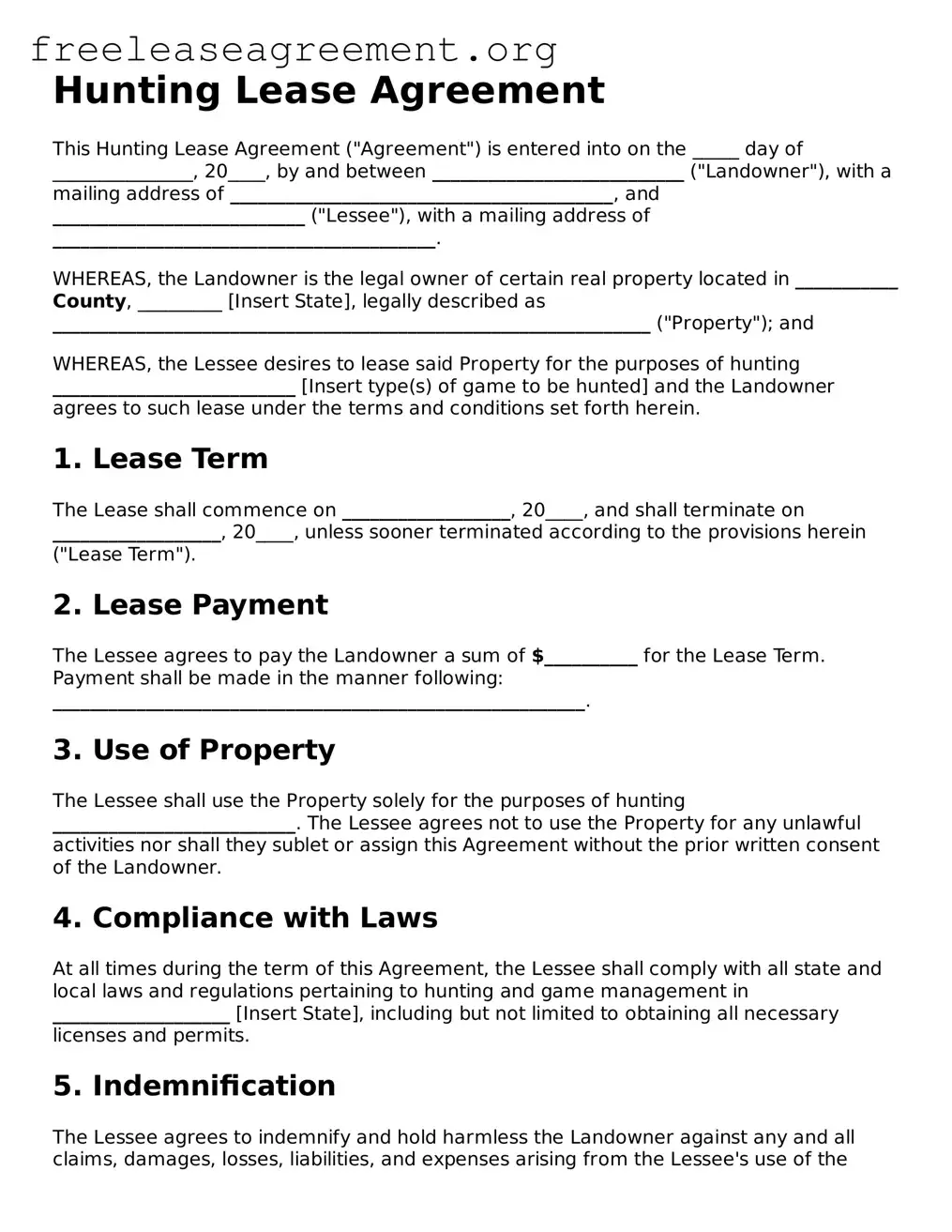 Official Hunting Lease Agreement Document