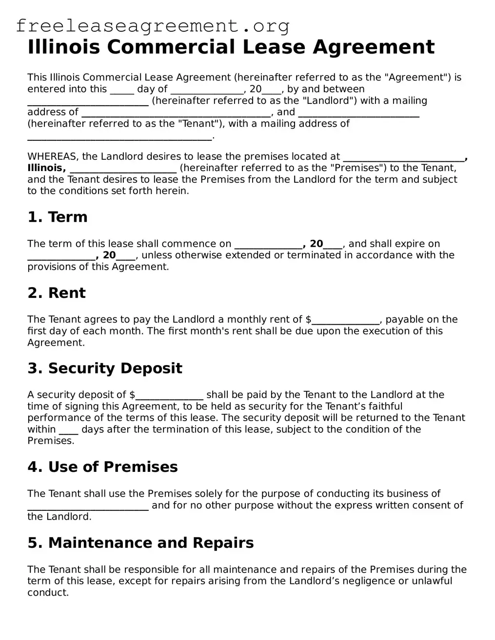 Official Commercial Lease Agreement Document for Illinois State