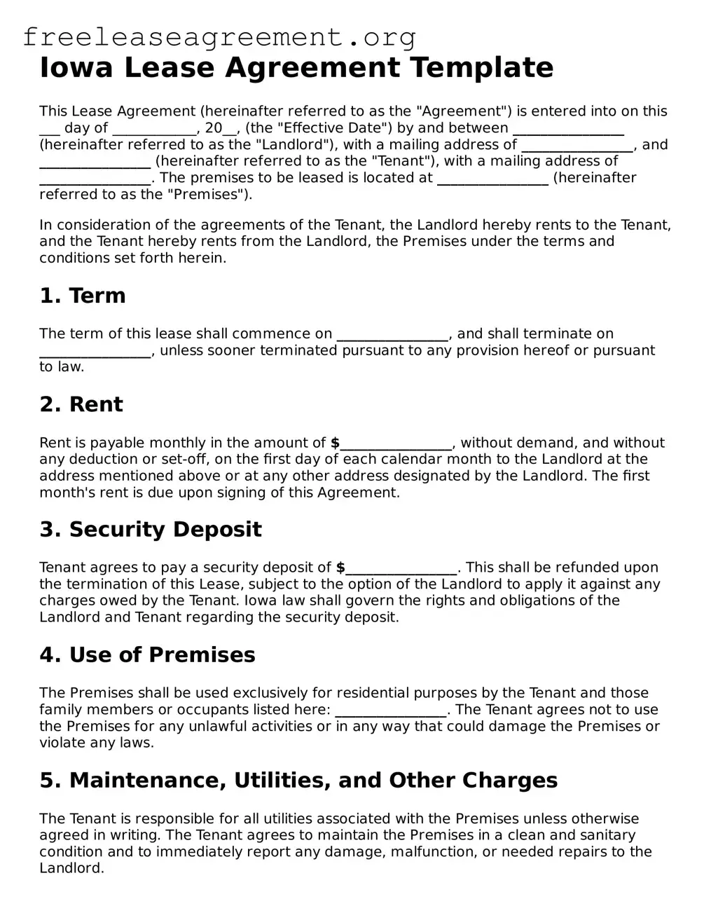 Official Lease Agreement Document for Iowa State