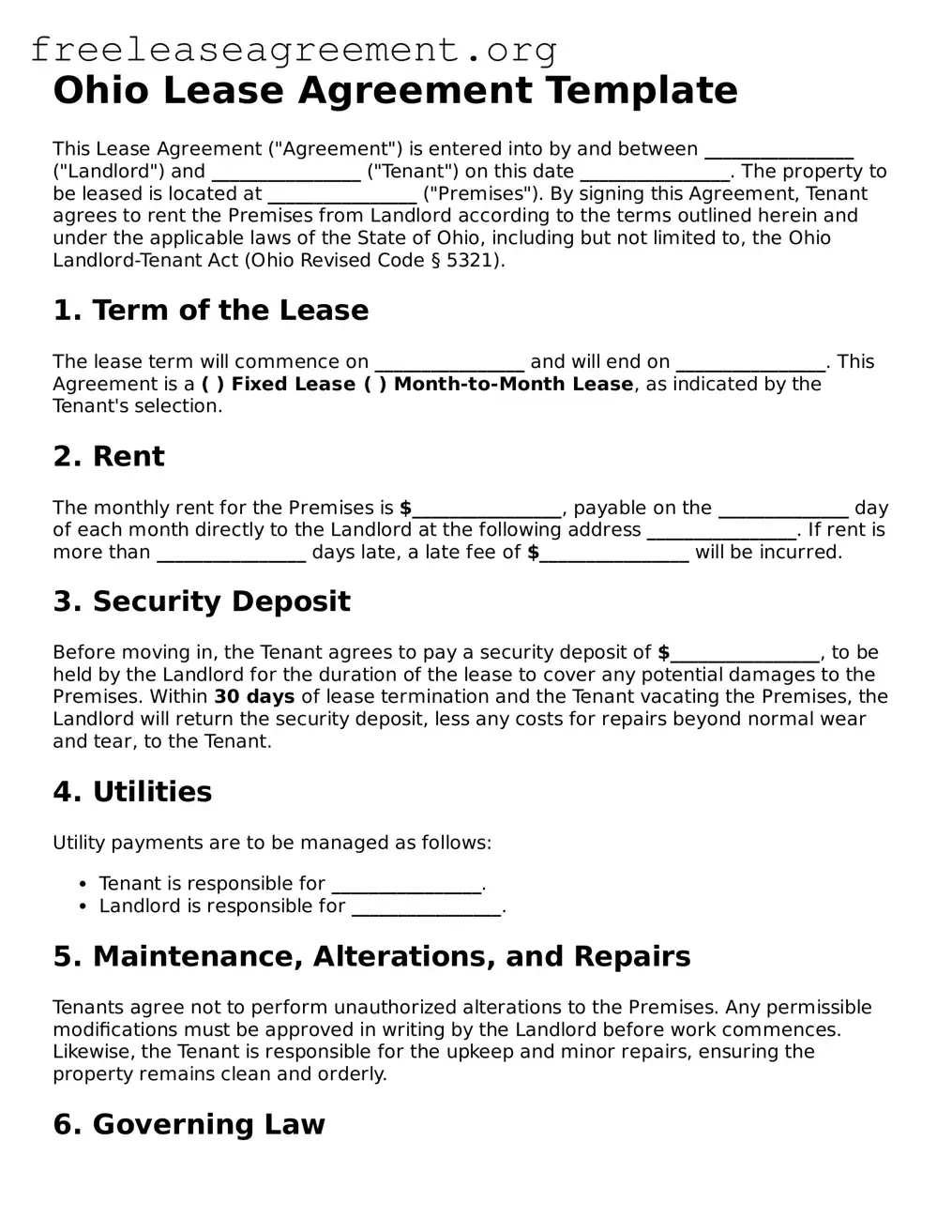 Official Lease Agreement Document for Ohio State