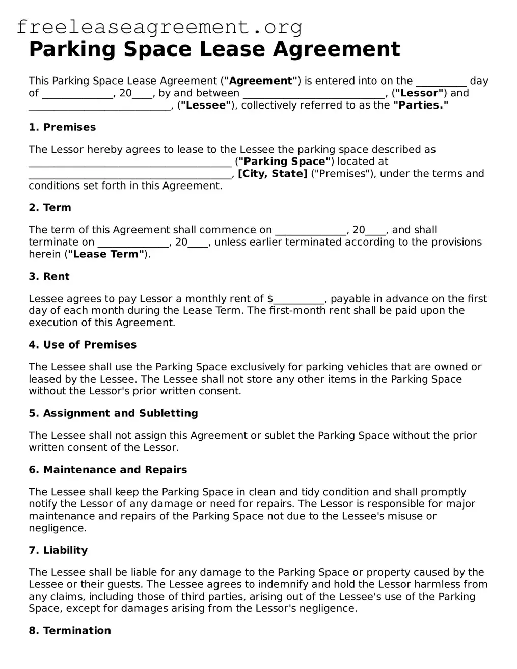 Official Parking Space Lease Agreement Document