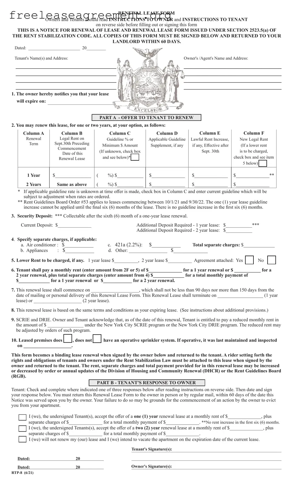 Fill Out Your Renewal Lease Nyc Form