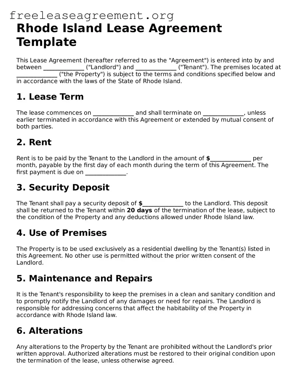 Official Lease Agreement Document for Rhode Island State