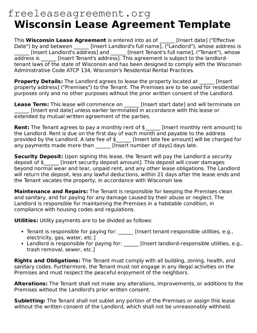 Official Lease Agreement Document for Wisconsin State